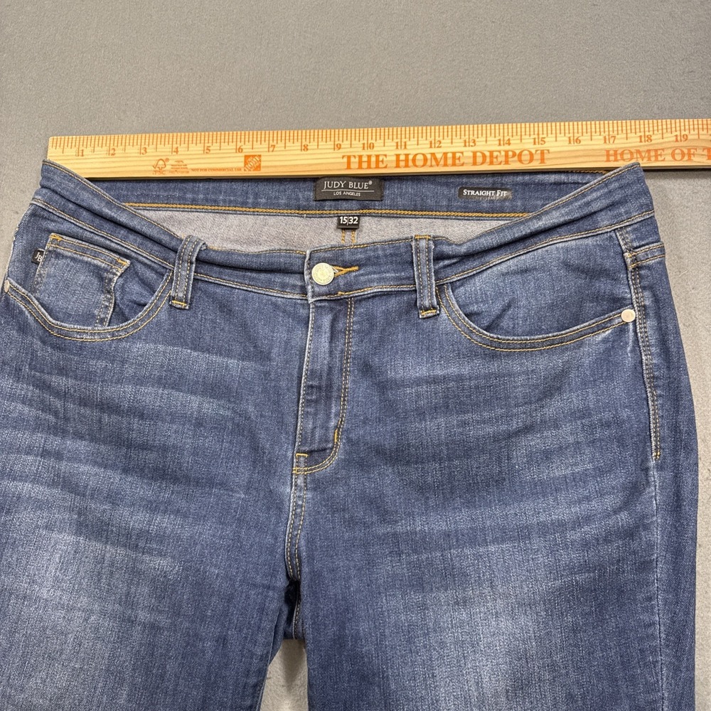 Judy Blue Straight Fit Jeans Womens 15/32 Blue Dark Wash Stretch - Picture 9 of 10
